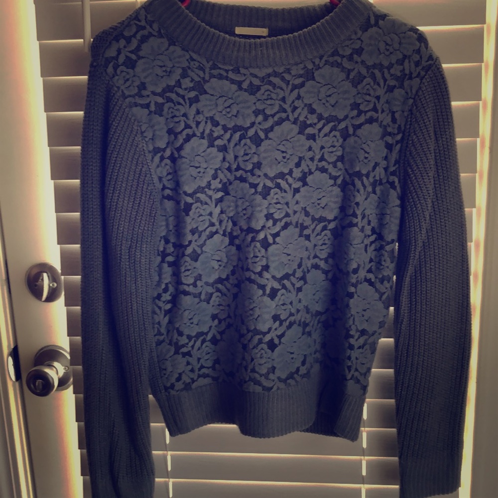 blue shirt for winter with printed flowers